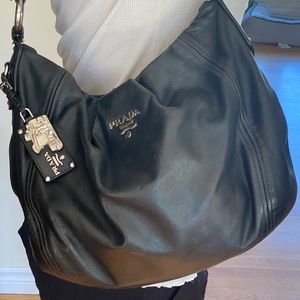 Black Calfskin PRADA Purse Hobo style EUC